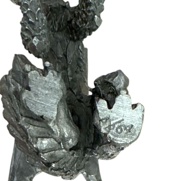 Vintage Pewter Dragon Figurine D167 Red Rhinestone Eyes Crystal Orb Fantasy - Picture 6 of 8